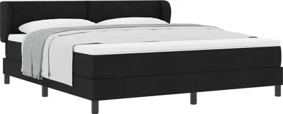 Image de vidaXL Lit boxspring avec matelas noir 180 x 200 cm Tissu