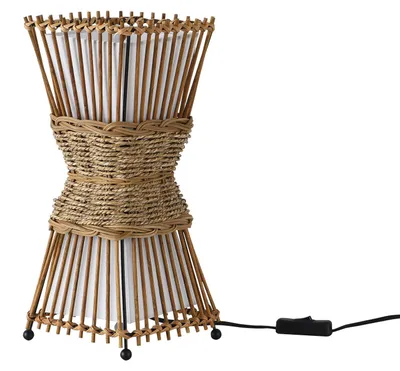 Produktbild von SKOV Tischleuchte – Ø19cm, 2-flammig E14 – Handgefertigt aus Bambus & Rattan für natürliche Wohnakzente