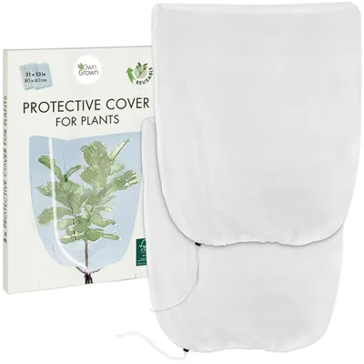 Produktbild von OwnGrown Pflanzenschutz für den Winter: 2 Pflanzenschutzhüllen für den Winter 78,7 x 58,4 cm – durchlässige, lichtdurchlässige Schutzhüllen für Pflanzen im Winter – Winterschutz für Pflanzen – Frostschutzbeutel für Pflanzen