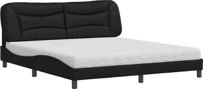 Immagine prodotto di Letto con Materasso Hvar Nero 180x200 cm in Pelle finta