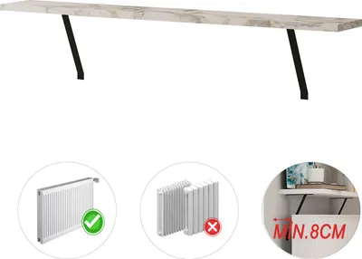 Produktbild von Heizkörperregal Adin Weiß Marmoroptik 110cm ohne bohren 92666