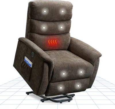 Produktbild von FLEXISPOT Relaxsessel, Aufstehsessel mit versteckter Becherhalter & Armlehnen-Aufbewahrung, Massagesessel mit Heizungfunktion im Wohnzimmer, Fernsehsessel, Liegesessel mit USB (Braun)