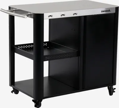 Produktbild von sweeek - Outdoor-Servierwagen, Anrichte aus Edelstahl 94,5 cm mit klappbarer Ablage - Schwarz