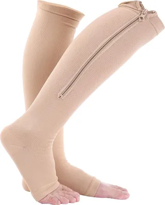 Obrázok produktu pre Sonew Kompresné ponožky Športové lýtko Koleno Podpora Otvorená špička (L/XL -Nude)