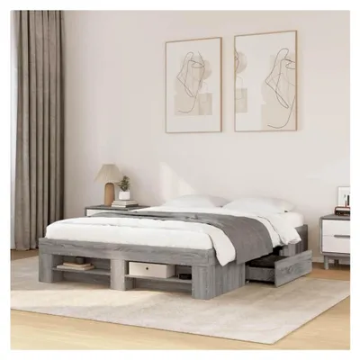 Produktbild von Bettgestell Grau Sonoma 120x190 cm Holzwerkstoff