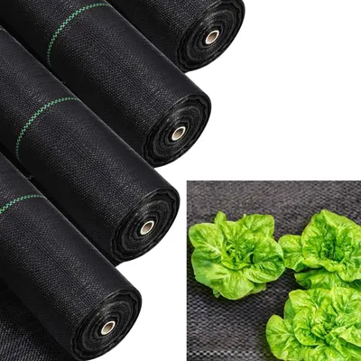 Produktbild von Hengda 50 m² Unkrautflies Bändchengewebe Unkrautgewebe Mulchflies Mulchgewebe schwarz 2m x 25m