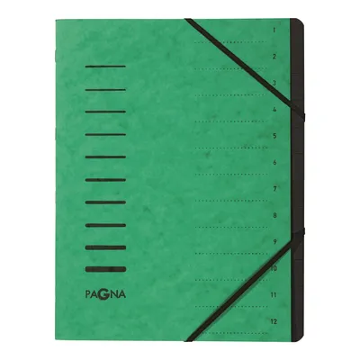 Produktbild von PAGNA Ordnungsmappe "Sorting File" 12 Fächer 1-12 DIN A4 aus Karton grün