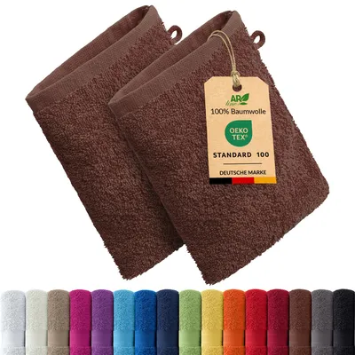 Produktbild von 2er-Set ARIZONA Handtuch-Serie von AR Line – 100% Baumwolle, 500 g/m², 2er-Set Waschhandschuhe 15x21 cm, Farbe: Schokobraun