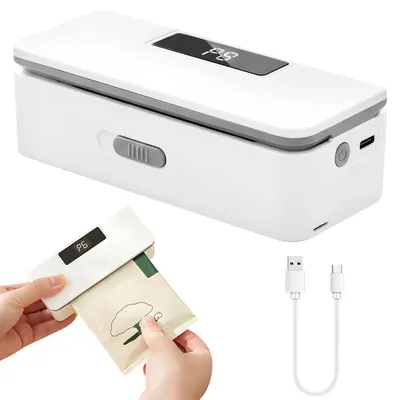 Mini-Beutelversiegelgerät USB-C, 11 cm, 8 Stufen, 1800 mAh, weiß