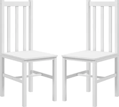 Produktbild von 2er-Set Küchenstühle Esszimmerstühle Stühle, Massivholz, modernes Design, 38, 5 cm x 47,5 cm x 99 cm, Weiß
