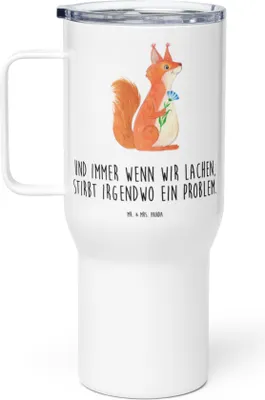 Produktbild von Mr. & Mrs. Panda Kaffee-to-go-Becher Eichhörnchen Blume - Weiß - Geschenk, Lustige Sprüche, thermosbecher, Teetasse, Isolierbecher, Spaß, Spruch Positiv, Thermobecher