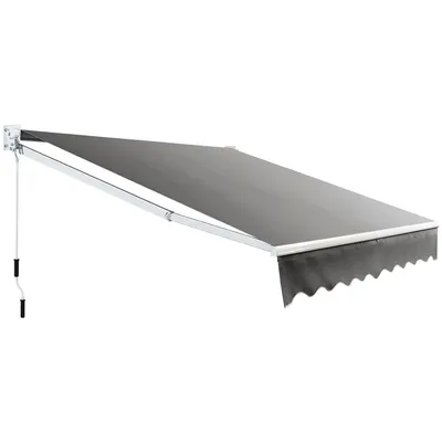 Zdjęcie produktu dla COSTWAY Markiza z ramieniem składanym 2,5x2 m Markiza przeciwsłoneczna z materiałem odpornym na promieniowanie UV i wodę, aluminiowa rama i korba Szary