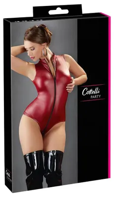 Obrázok produktu pre Cottelli Party - zipsové, bezrukávové lesklé body (červené) - M
