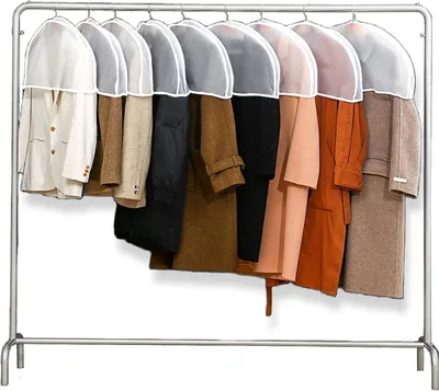Produktbild von 14 Stücke Kleidersäcke Set, Kleiderschutzhüllen Transparent Staubschutz, Hochwertiger Kleidersäcke, Weiße Schultercover Schulter Schutzhüllen, Blazer, Hemden, Schulterpolster Schutzhüllen