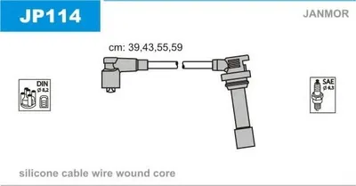 Produktbild von JANMOR JP114 Zündkabelsatz Zündleitungssatz für MAZDA FAMILIA V (BA) 323 P V (BA) FAMILIA V (BG8)