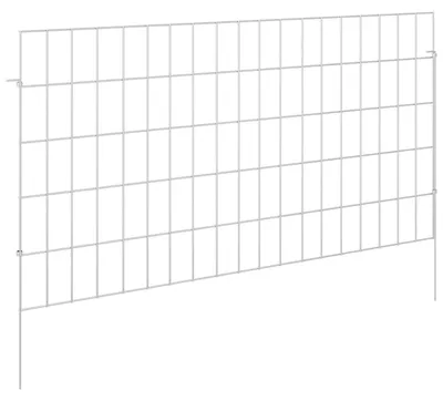 Image de vidaXL Clôture de jardin avec poteaux, 24 pièces, 95 x 50 cm, treillis en acier galvanisé