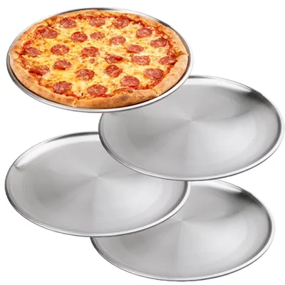 Produktbild von Set aus 4 runden Pizzablechen aus Edelstahl – 26 cm