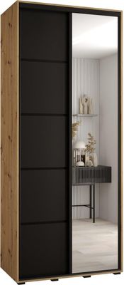 MEBLE KRYSPOL Davos 5 Schrank, zwei Türen - 235,2x110x45 cm - Artisan Schwarz Schwarz