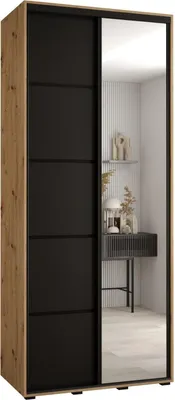 Produktbild von MEBLE KRYSPOL Davos 5 Schrank, zwei Türen - 235,2x100x45 cm - Artisan Schwarz Schwarz
