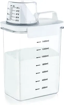 Productafbeelding van Wasmiddeldispenser met maatbeker – 1800 ml, multifunctionele opbergdoos voor wasmiddel