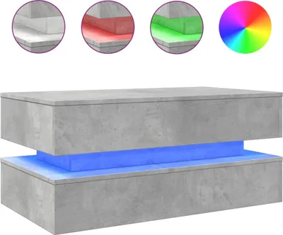 Produktbild von vidaXL Couchtisch mit LED-Leuchten Betongrau 90x50x40 cm