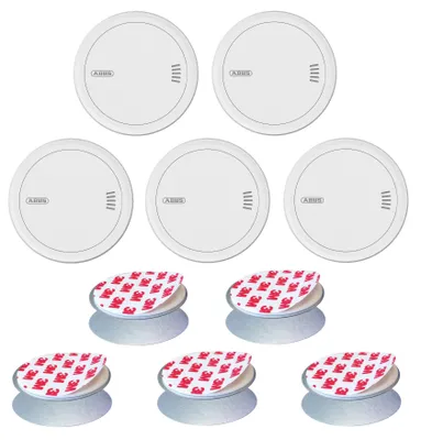 Produktbild von ABUS Rauchmelder PREFIRA 10 - mit 10-Jahres-Batterie - 5er Set + Magnetpads