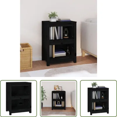 Obrázek produktu pro The Living Store Regál na knihy černý 50x35x68 cm z masivního borovicového dřeva