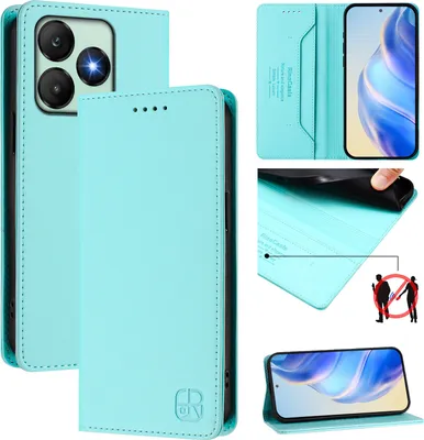 Image de Étui en cuir pour Wiko T20, étui à rabat avec fentes pour cartes, portefeuille et support Turquoise