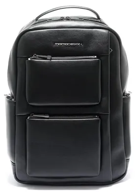 Immagine prodotto di Zaino Momo Design, colore nero, in poliuretano, con cerniera e diversi scomparti, dimensioni 41x30x17 cm