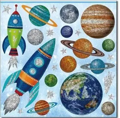 Zdjęcie produktu dla Dekoracyjne naklejki ścienne dla dzieci – Kosmos i Planety