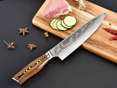 Produktbild von Hochwertiges Chefkoch Küchen-Messer Carbon V10 Edelstahl Kohlenstoff-Klinge 62 Lagen