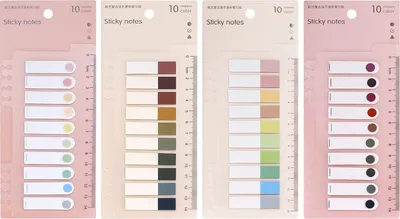 Obrázek produktu pro 800 kusů samolepicích záložek s pravítkem, voděodolné, z PET materiálu, barevné samolepicí záložky, poznámkové štítky, vhodné pro školy, kanceláře, jako záložky do zápisníků a sbírek