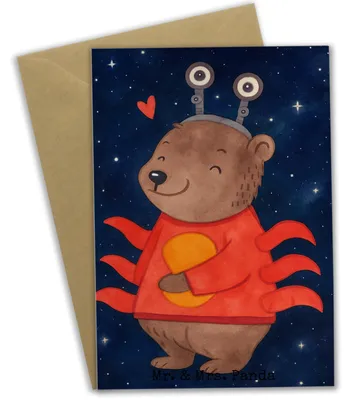 Produktbild von Mr. & Mrs. Panda Beileidskarte Krebs Astrologie Design - Weiß - Geschenk, Grußkarten, Tierkreiszeichen, kommunionskarte, osterkarten, Sternzeichen, Geburtstagsgeschenk