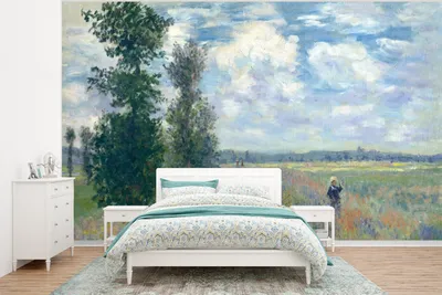 Produktbild von MuchoWow® Fototapete für Wohnzimmer oder Schlafzimmer Wandtapete Vinyl Motivtapete Mohnfeld bei Argenteuil - Gemälde von Claude Monet - 375x280 cm - Schlafzimmer tapete
