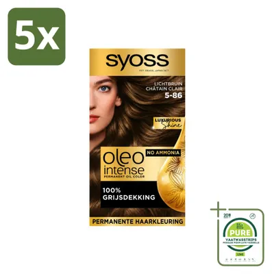 Produktbild von 5 x SYOSS Oleo Intense 5-86 Permanente Haarkleuring - Lichtbruin - Großpackung - 5 Stücke
