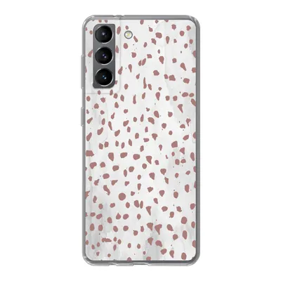 Produktbild von MuchoWow® Handyhülle Schutzhülle Hülle für Samsung Galaxy S21 Polka dots - Braun - Weiß Silikon Softcase Handy Hülle - Softcase