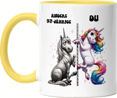 Produktbild von Andere 95-Jährige Du Einhorn Tasse Gelb Geburtstag 95 Jahre Party Freude