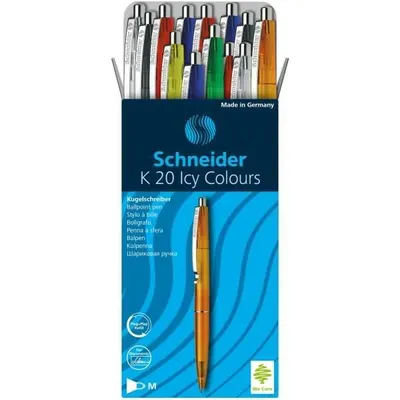 Produktbild von Schneider Schreibgeräte K 20 Icy Colours, Clip, Clip-on-Einziehkugelschreiber, Nachfüllbar, Blau, 20 Stück(e), Medium