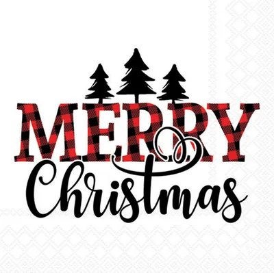 Produktbild von Servietten Papier 33x33cm 3-lagig mit Merry Christmas Motiv 20 Stück
