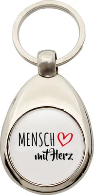 Produktbild von Huuraa Schlüsselanhänger Mensch mit Herz Metall Schlüsselring Einkaufswagenchip Geschenkidee