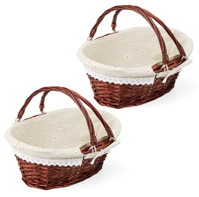 Immagine prodotto di Omgoods - Set di 2 ceste da picnic in vimini con manico