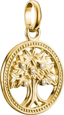 Zdjęcie produktu dla Thomas Sabo Charm-Anhänger, Baum in einem Ring mit weißen Edelsteinen, aus Silber, vergoldet