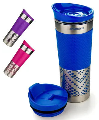 Thermobecher 450 ml, Edelstahl, doppelwandig, auslaufsicher, blau