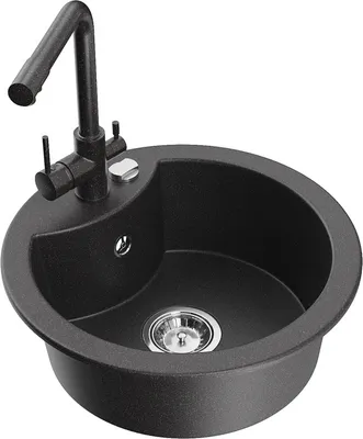 Produktbild von Mexen Diego 1-Becken-Granit-Spüle mit Mischbatterie Duero, Schwarz gesprenkelt - 6512-76-671600-76