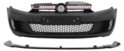 Obrázek produktu pro Nárazník pro VW Golf VI (Golf 6) 2008–2013 s prodlouženým spoilerem, černý, ve stylu GTI.