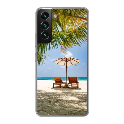 Produktbild von MuchoWow® Handyhülle Schutzhülle Hülle für Samsung Galaxy S22 Strandkorb - Sonnenschirm - Palme Silikon Softcase Handy Hülle - Mobiltelefonhülle