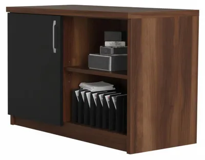 Zdjęcie produktu dla Minimalistyczny zestaw do gabinetu w nowoczesnym stylu, brązowo-czarna rama drewniana