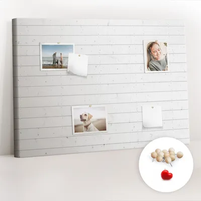 Produktbild von Korkwand mit Stecknadeln – Schwarzes Brett mit Stecknadeln für Fotos und Notizen – 100x70 cm – 100 Holz-Stecknadeln – Design mit Holzpaneelen