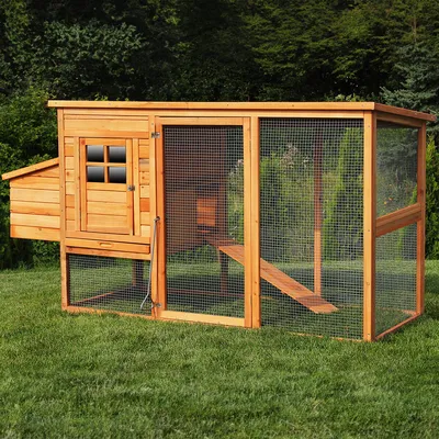 Produktbild von MyAnimal Hühnerstall MH-04 | Für 3-4 Hühner - Hühnerhaus - Nistkasten - Eiablage - Freilaufgehege - Wasserabweisendes Dach - Kleintierstall (Braun)