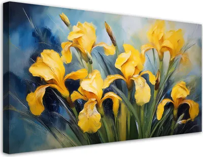 Produktbild von Leinwandbild Blumen Schwertlilien Gelb 80x40 Feeby Gelb bild für die wand bereit zum aufhängen